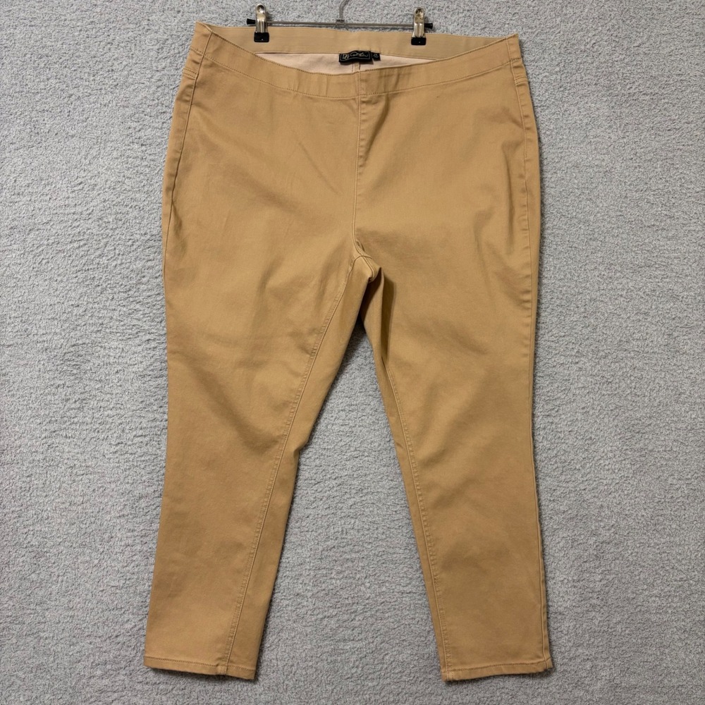 Comfort Stretch Pull On Skinny Pants Casual Work Minimalist Size 2X Camel Tan
